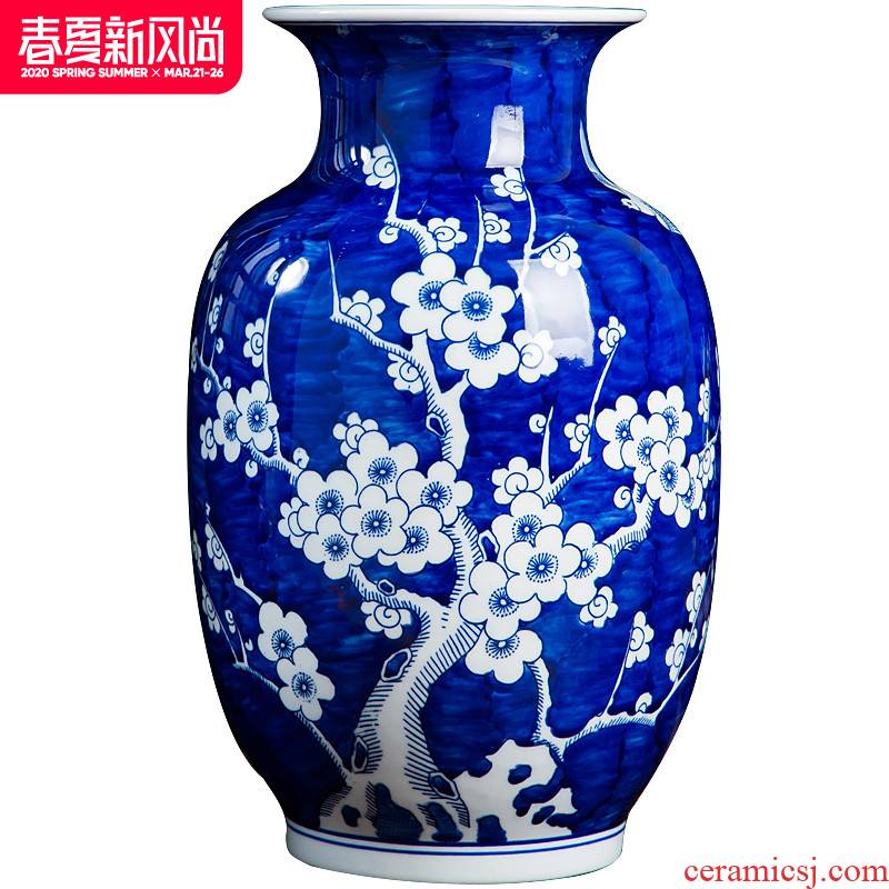 Jingdezhen ceramics by hand antique blue and white porcelain vases, flower arranging new Chinese style living room home furnishing articles