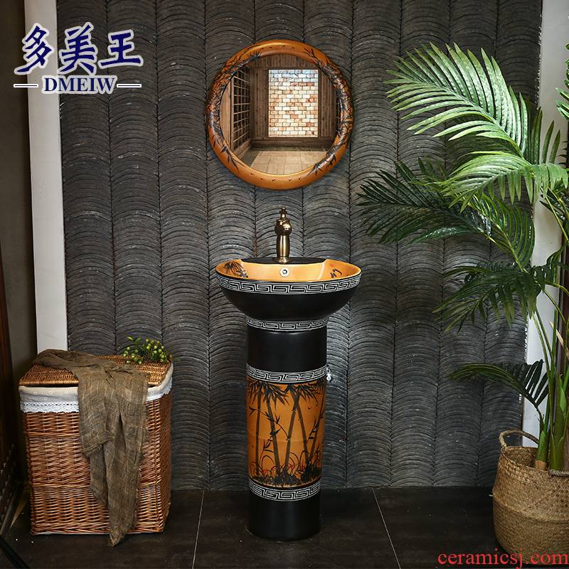 Chinese pottery and porcelain pillar lavabo one pillar type lavatory basin balcony floor type lavatory home column