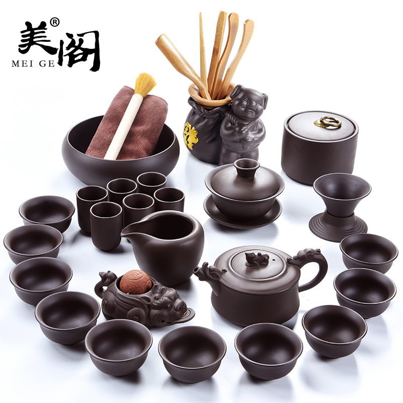 Beauty cabinet undressed ore purple xi shi pot of kung fu tea set to restore ancient ways household zhu mud teapot teacup 6 gentleman tea taking