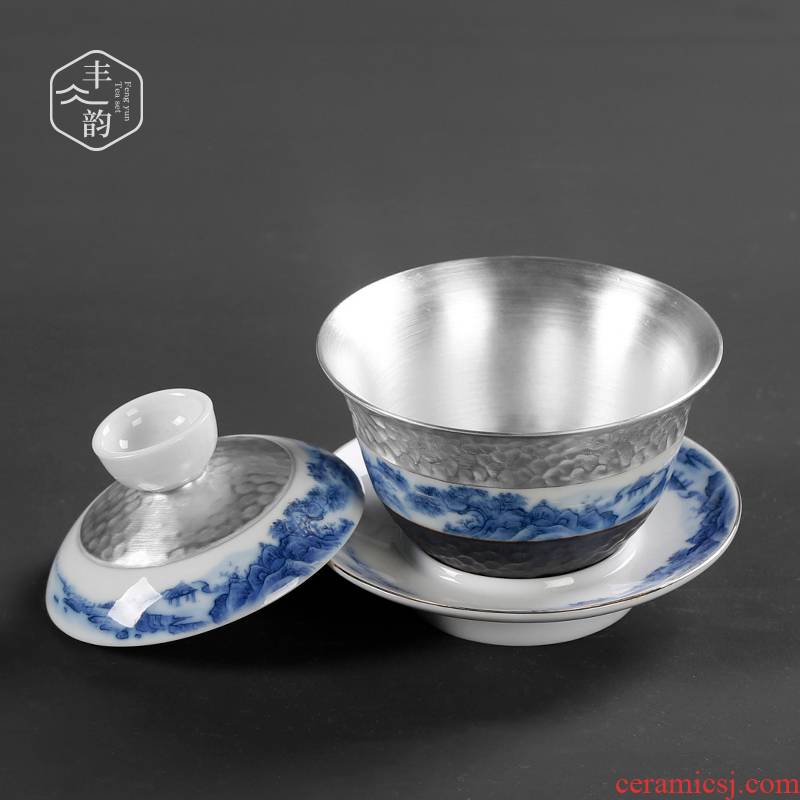 Retro coppering. As silver ceramic checking silver tureen bladder kung fu three tureen tea cups large single tea set