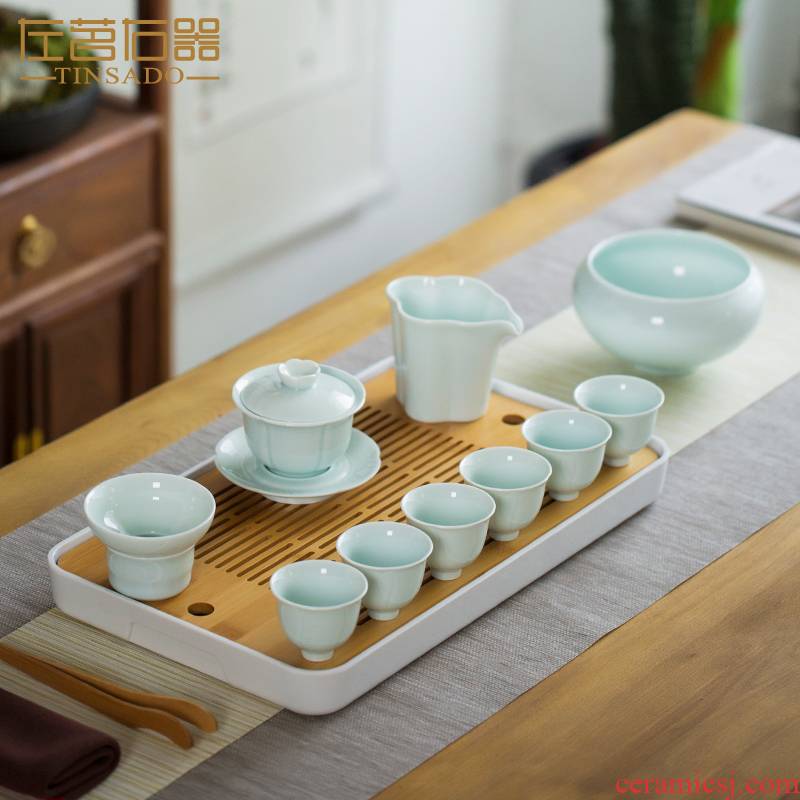Creative small set of celadon kunfu tea tea set office with contracted sitting room ground household ceramics jingdezhen
