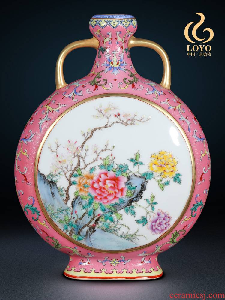 Jingdezhen ceramics powder imitation the qing qianlong pastel to open the vase on Chinese ancient frame sitting room adornment
