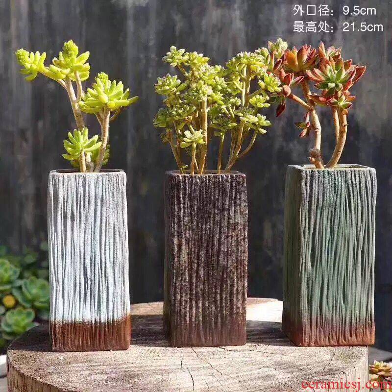 Old running the pot clay ceramic retro zhuang zi mage, coarse pottery creative move meat meat large fleshy flower pot the plants