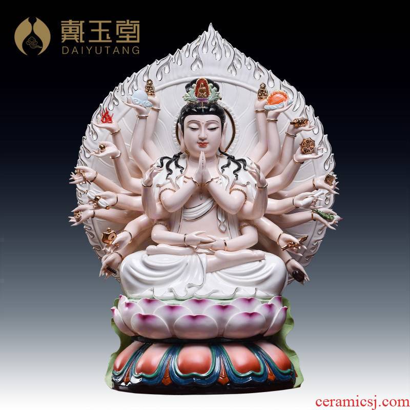 Yutang dai dehua ceramic white porcelain paint 22 inches 24 hand of guanyin Buddha enshrined furnishing articles/D17-109