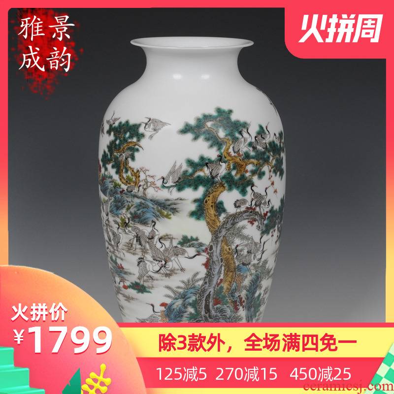 Archaize of jingdezhen ceramics powder enamel heavy industry landscape vase Zhang Bingxiang sitting room adornment handicraft furnishing articles
