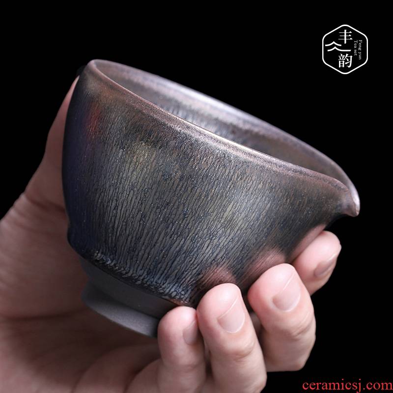 Build reasonable light silver nano ceramic tea cup pure manual large droplets separator sea kung fu tea tea temmoku cup