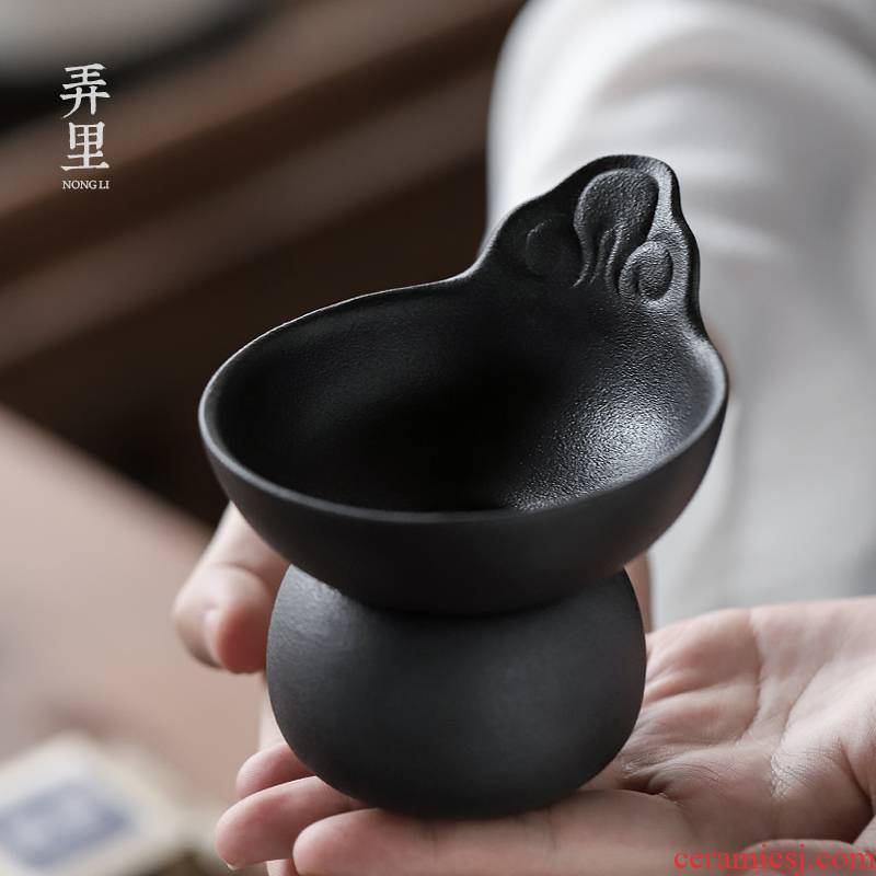 Make the black pottery) tea checking ceramic filter kung fu tea net filter coarse pottery tea accessories ironing