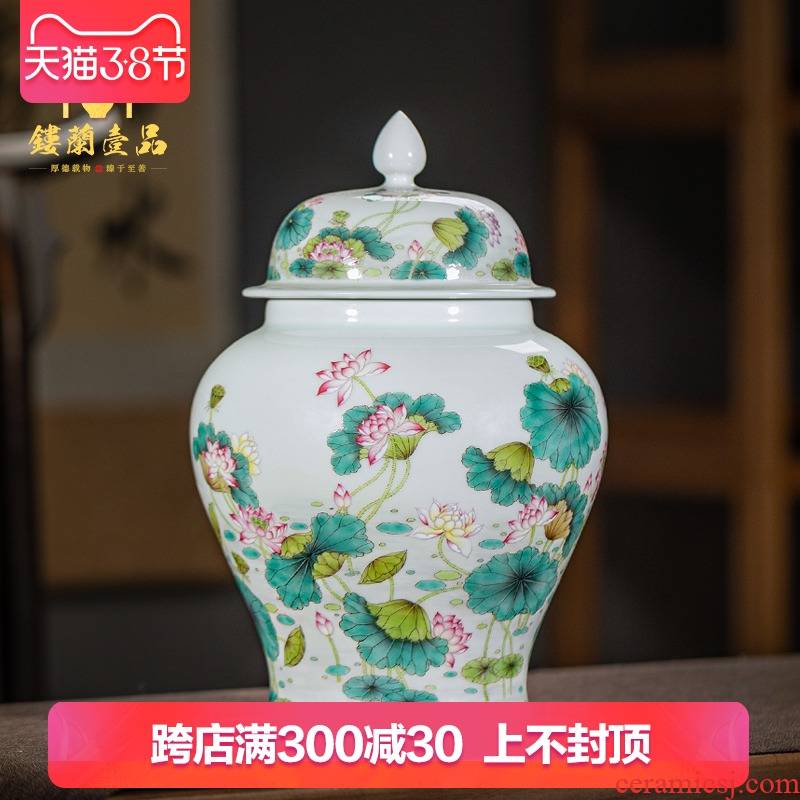 Jingdezhen ceramic all hand - made pastel lotus tea pot general large kunfu tea tea tea storage storehouse fitting