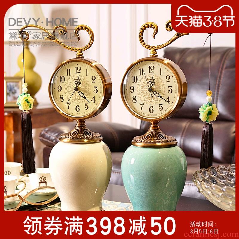 New Chinese style classical creative ceramic furnishing articles sitting room office clock decoration home desk clock between example adornment