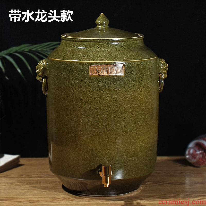 Jingdezhen ceramic tea at the end of the barrel it jars tank cylinder tea urn 30 jins 50 kg 100 catties