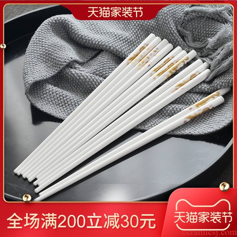 10 pairs of high - grade ceramic chopsticks gift suit European household tachyon ceramic tableware moistureproof mildew to hold to high temperature
