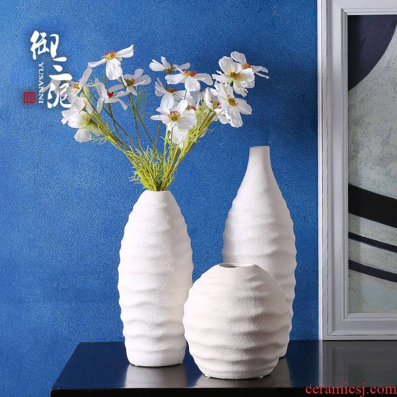 Coarse pottery white ceramic dry flower vase contracted and I the white flower arranging home sitting room ceramic furnishing articles