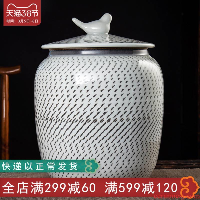 Jingdezhen ceramic tea tea jar extra large storage cylinder barrel of pu 'er tea canister cups barrels of large capacity