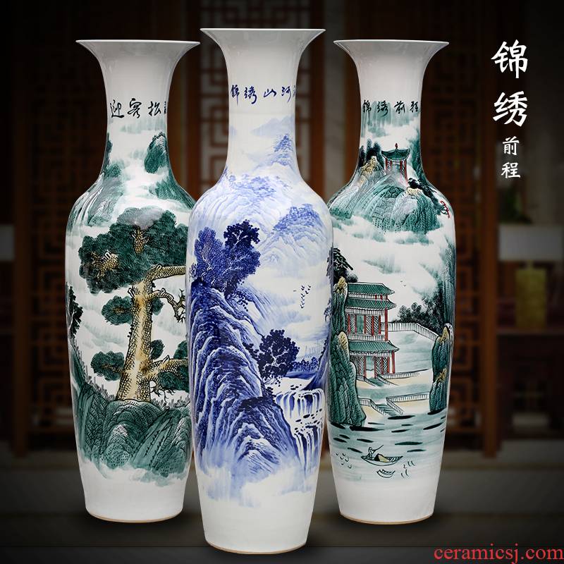 Jingdezhen hand - made bright future of blue and white porcelain vase of large living room household ceramics decoration large furnishing articles