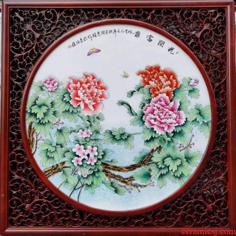 Calligraphy and painting famous jingdezhen decoration hand - made blooming flowers porcelain plate painting the living room wall paint Chinese ceramic art