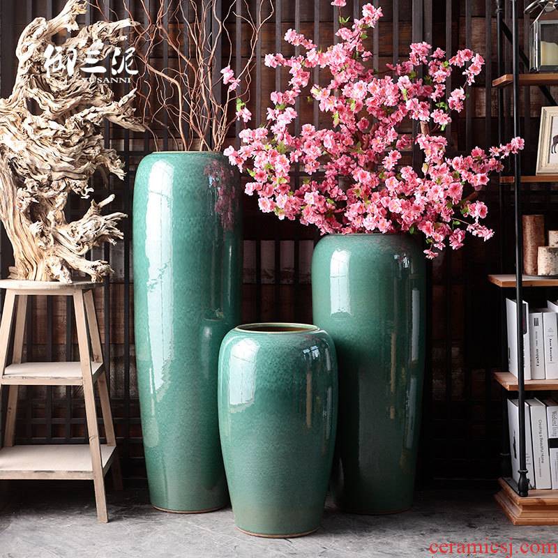 Jingdezhen ceramic vase furnishing articles sitting room ground dried flowers to decorate the courtyard villa large flower pot water tanks tank POTS