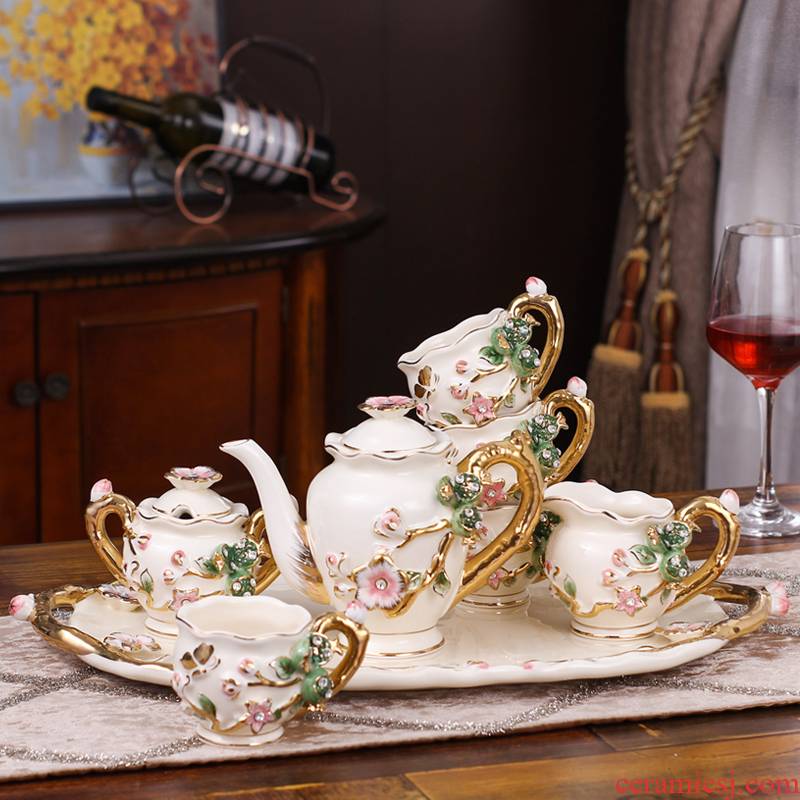 European ceramic tea set home sitting room with the tray was coffee cup suit creative wedding present for girlfriends