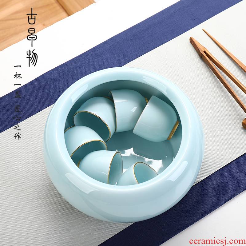 Shadow celadon tea wash water jar to build water bowl size of jingdezhen ceramic cup for wash basin tea accessories kung fu tea set