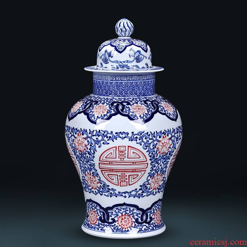 The General hand - made antique blue and white porcelain of jingdezhen ceramics tank storage tank sitting room of the new Chinese style household adornment furnishing articles