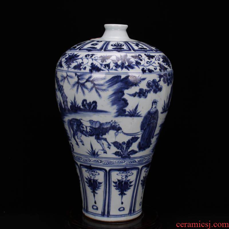 Jingdezhen ceramics yuan blue and white bottle up chasing Han Xinmei hand antique Chinese style household play antique furnishing articles
