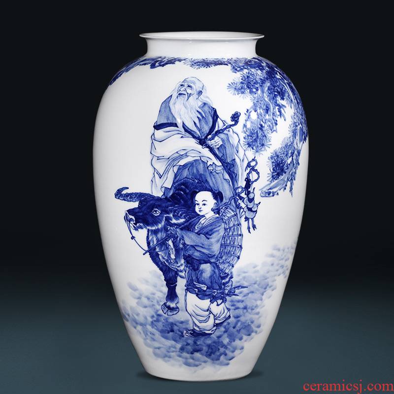 The Master of jingdezhen ceramic hand - made laozi through large blue and white porcelain vases, flower arrangement sitting room home furnishing articles