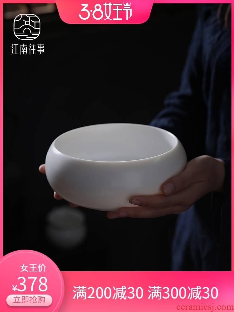 Jiangnan past kung fu tea tea to wash to large water jar ceramic household suet jade built water cup tea wash to wash
