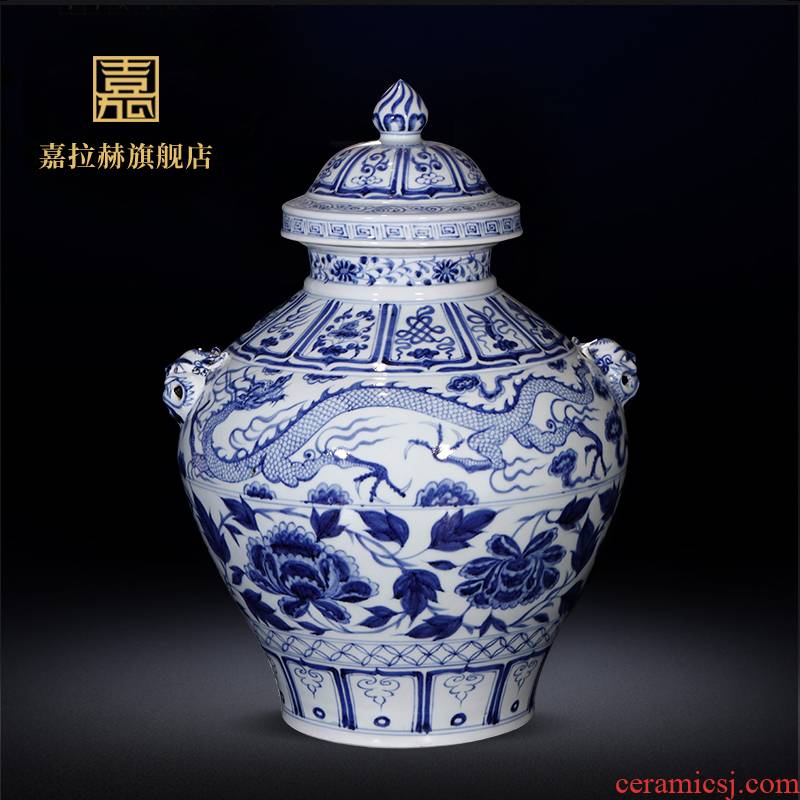 Jia lage jingdezhen blue and white vase YangShiQi antique hand - made ceramic antique decoration of Chinese style decoration decoration