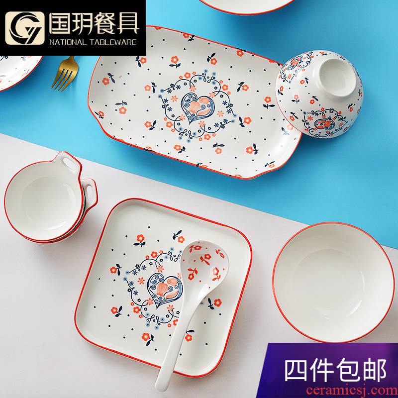 Tangshan ceramic eat bowl individual household Japanese - glazed in dinner individuality creative dish dish fish dish soup bowl rainbow such use