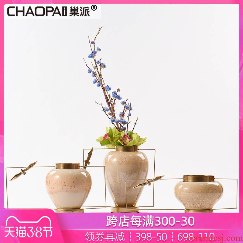 New Chinese style ceramic Taiwan crispy noodles machine sitting room dining - room table decorations household vase is placed between example furnishings