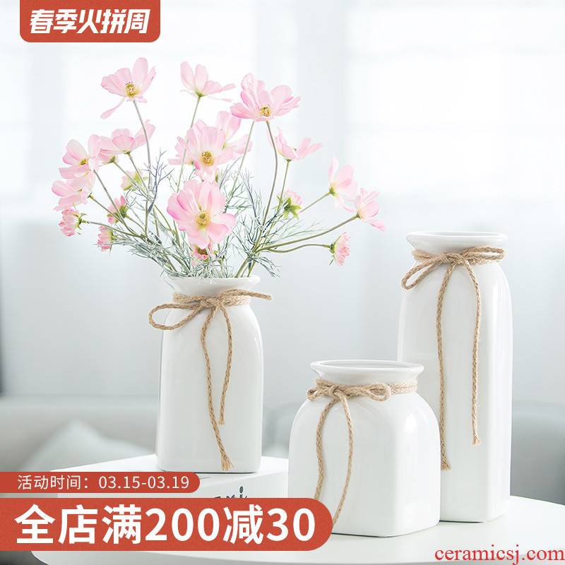 Like a flower, European - style fake flowers home decoration decoration floral suit small pure and fresh and simulation hemp rope ceramic vase