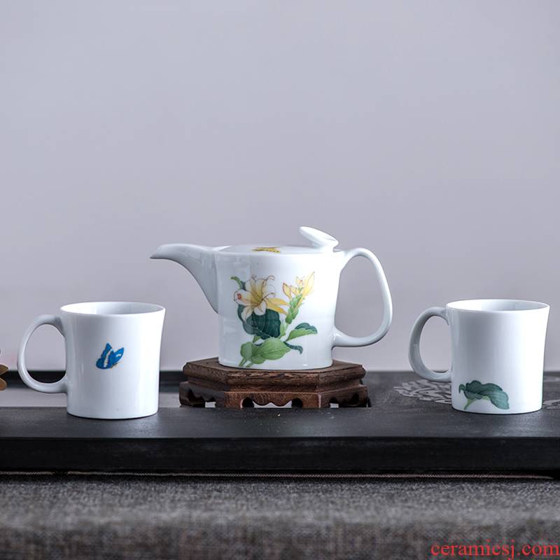 China red porcelain up of butterfly 3 head black tea tea set under the liling ceramic teapot teacup glaze colorful gift porcelain