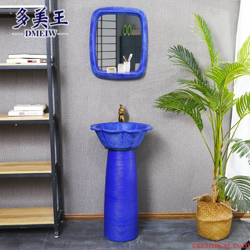 What king of ceramic column type lavatory household balcony art sink basin integrated creative color column