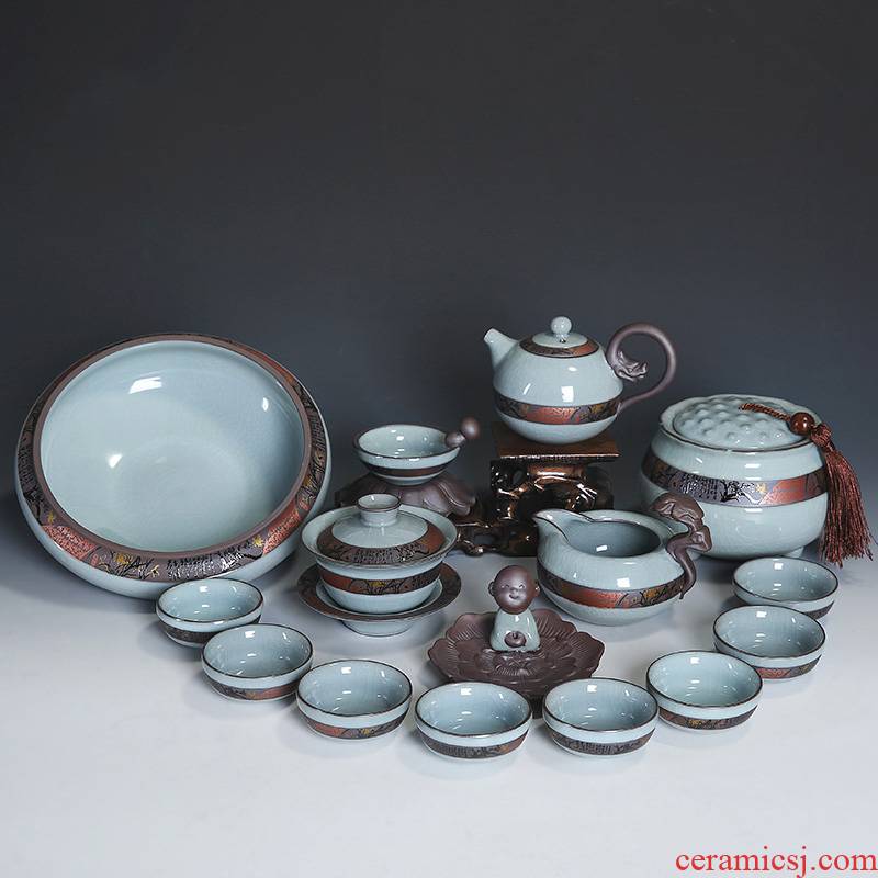 Kung fu home a whole set of ceramic tea set tea tureen teapot the elder brother of the celadon up open a piece of tea set