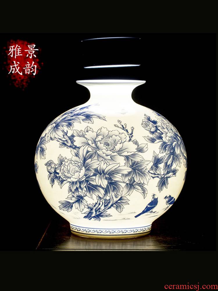 Jingdezhen ceramic new Chinese peony flower arranging place flower art rich ancient frame furnishing articles porch is decorated pomegranate bottles of floral outraged