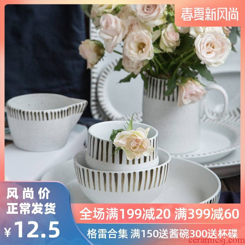 Lototo art nursery Japanese small and pure and fresh household tableware ceramic art ceramic tableware suit dishes cup plate