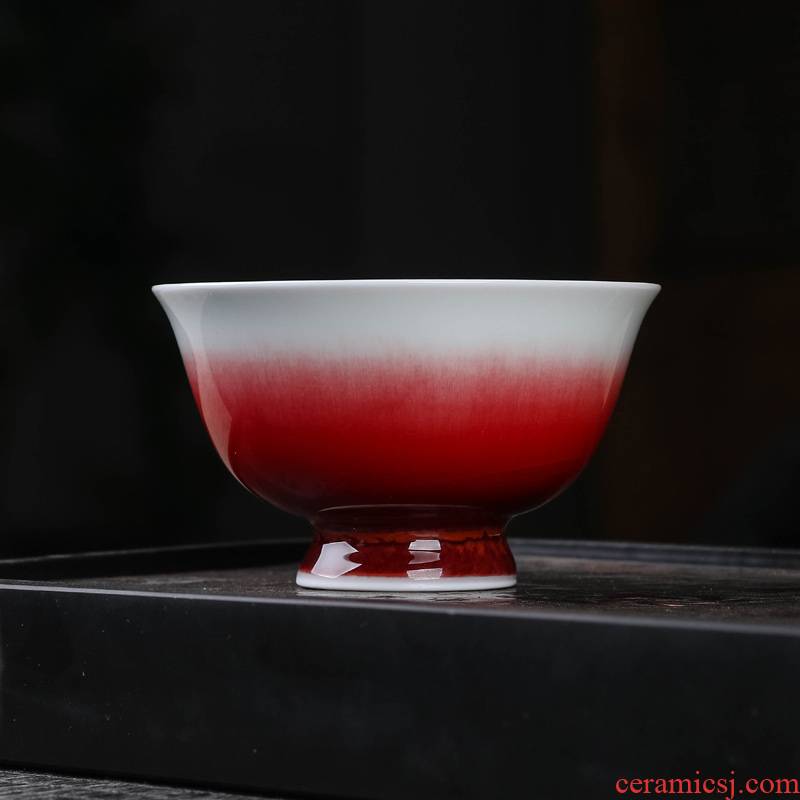 Offered home - cooked maintain fire ceramic cups color glaze ruby red tea bowl in jingdezhen porcelain cup tea machine pressure hand