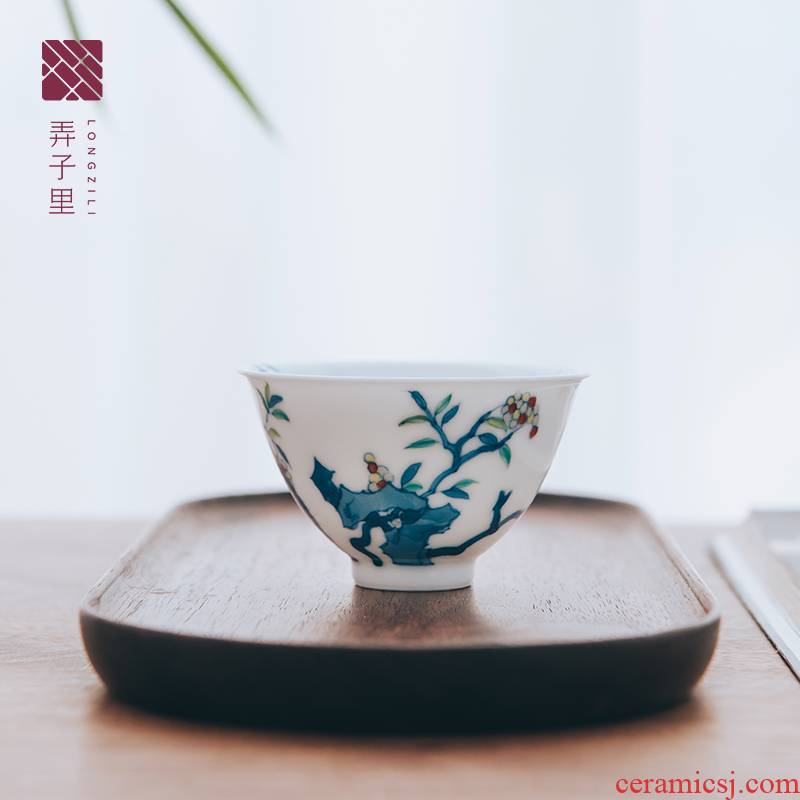 Made in jingdezhen blue and white color bucket hand - Made ceramic masters cup sample tea cup pure manual grape cups of kung fu tea set
