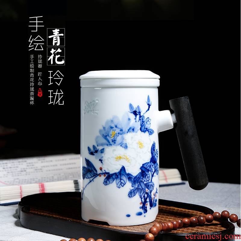 The View of song dynasty jingdezhen blue and white and exquisite hand - made glass ceramic separation) glass ceramic cups porcelain tea cups