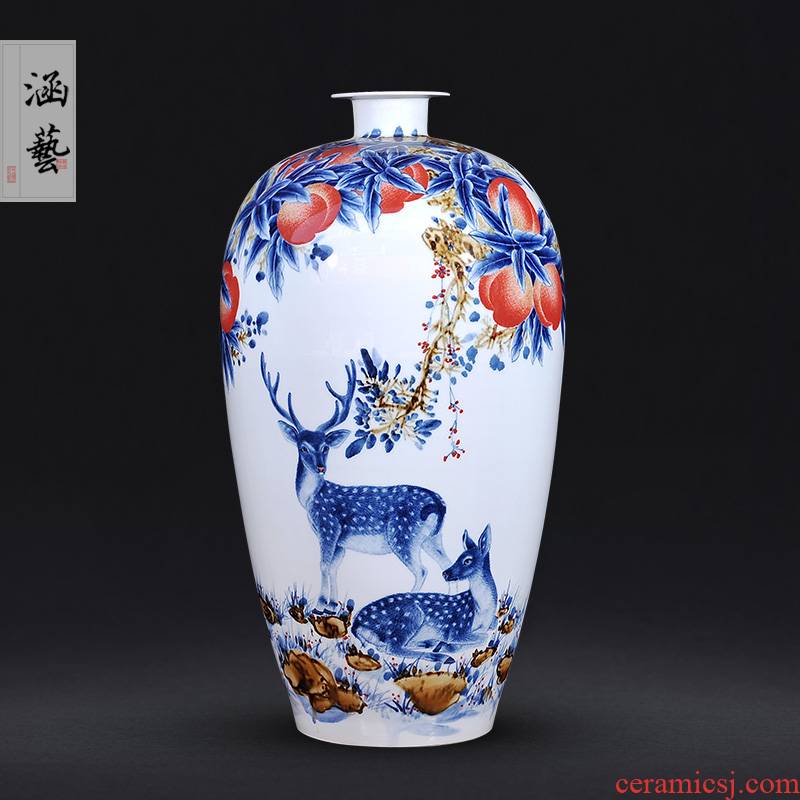 Jingdezhen ceramics hand - made porcelain fu lu tian, life of new Chinese style living room floor vase home furnishing articles of handicraft