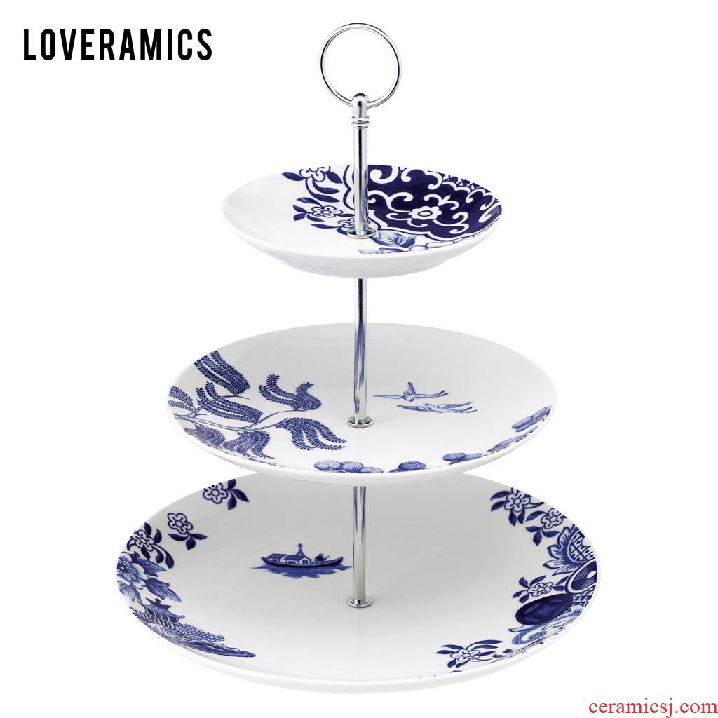 Loveramics love Mrs Love blue glaze color 27 cm three layer cake under the dim sum afternoon tea set