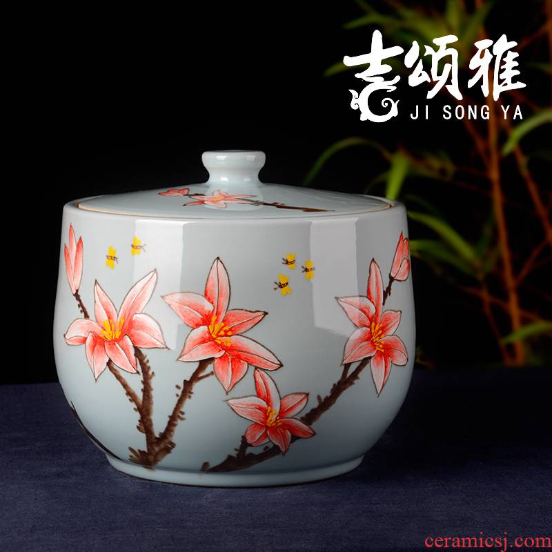 Jingdezhen ceramic barrel ricer box meter box 15 kg lily storage with cover seal storage tank with moistureproof insect - resistant