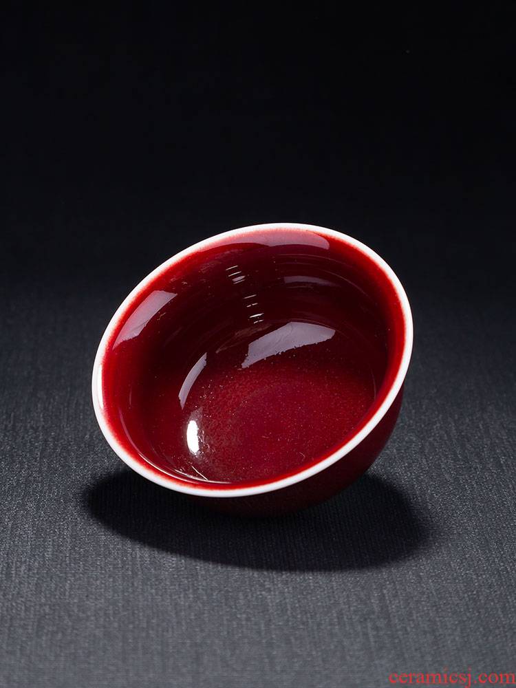 Gentleman 's gift sample tea cup jingdezhen ceramic cups jun red kunfu tea tea set single CPU master cup tea cup