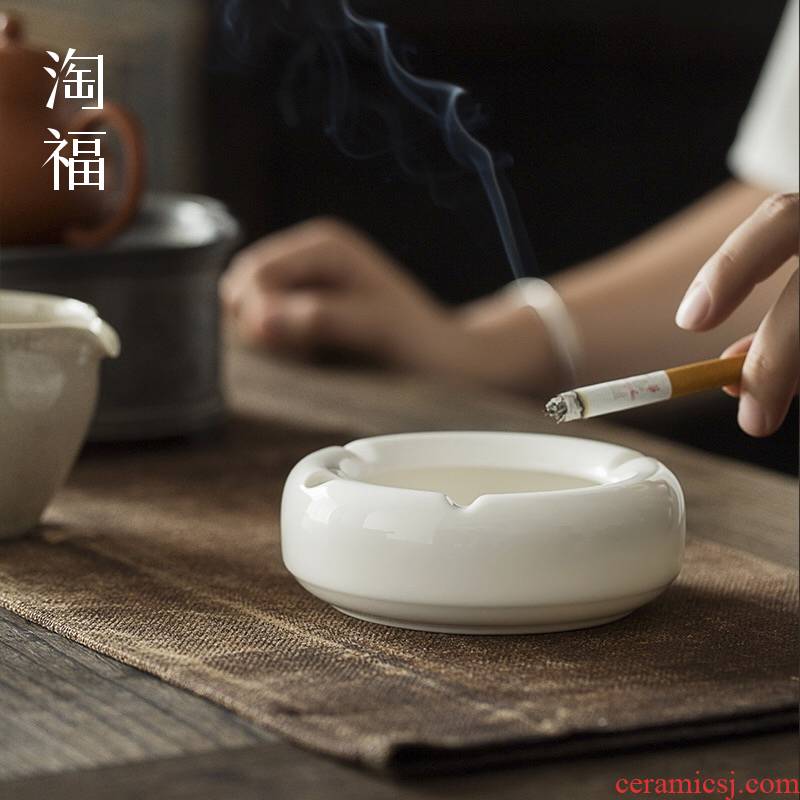Dehua white porcelain ashtrays household ceramic ashtray sitting room creative move trend kungfu tea set accessories small tea taking
