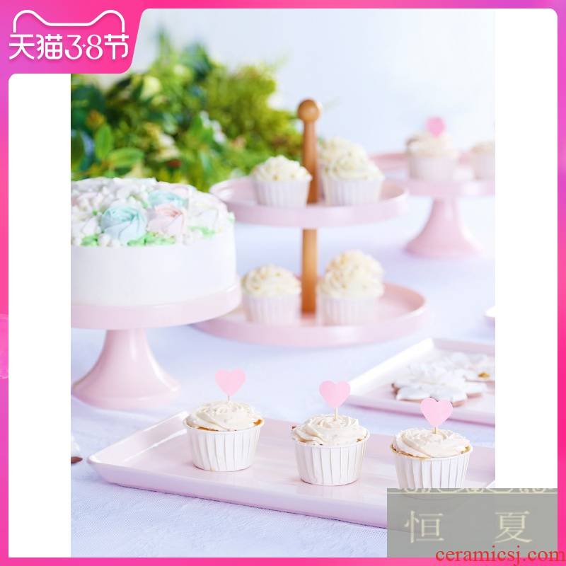 Dessert table display multilayer snack tray was European - style ceramics wedding cake tray decorative furnishing articles suit