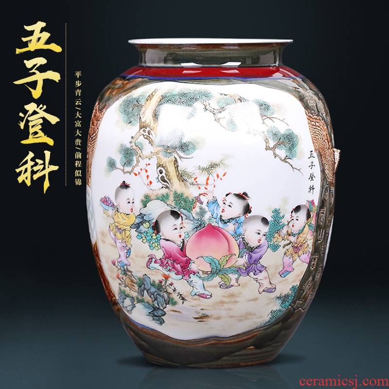 Jingdezhen ceramics craft creative archaize large vases, flower arranging Chinese sitting room porch place TV ark, gift