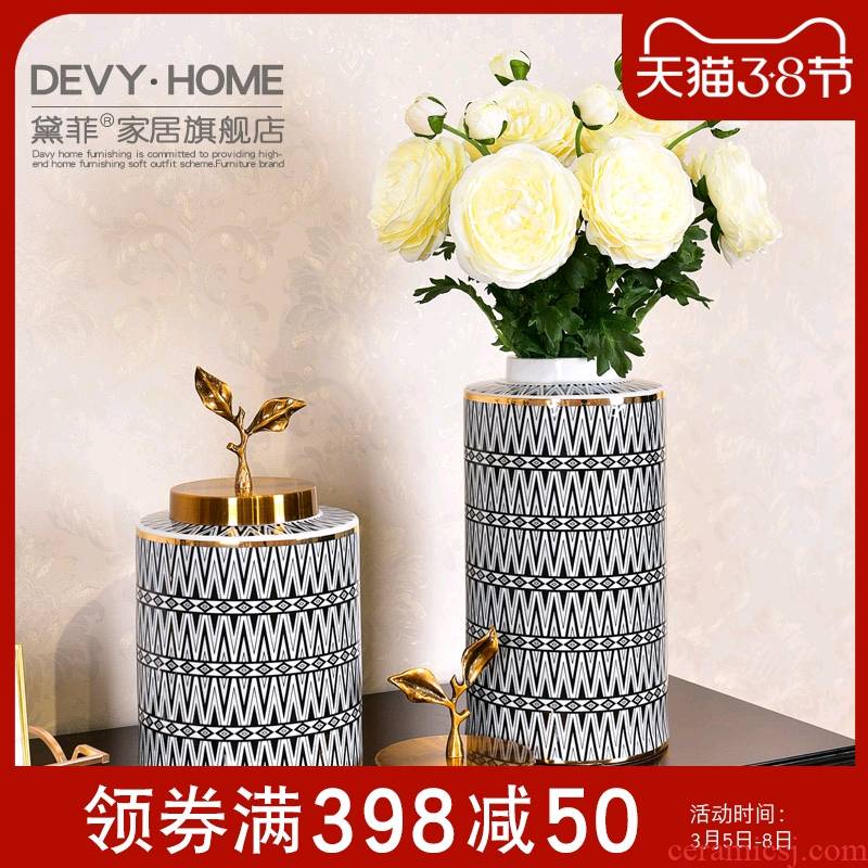 American ceramic light key-2 luxury furnishing articles simulation flower vase suit I sitting room adornment porch decoration flower arrangement