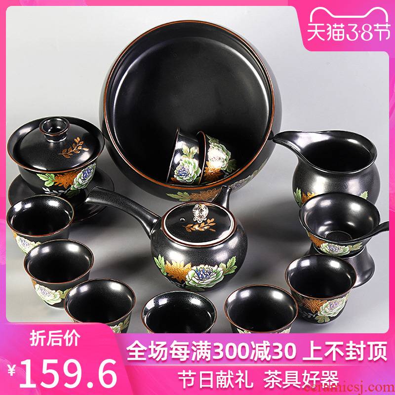 Hand - made kung fu tea set of household ceramic paint Chinese tea sets the teapot teacup gift set