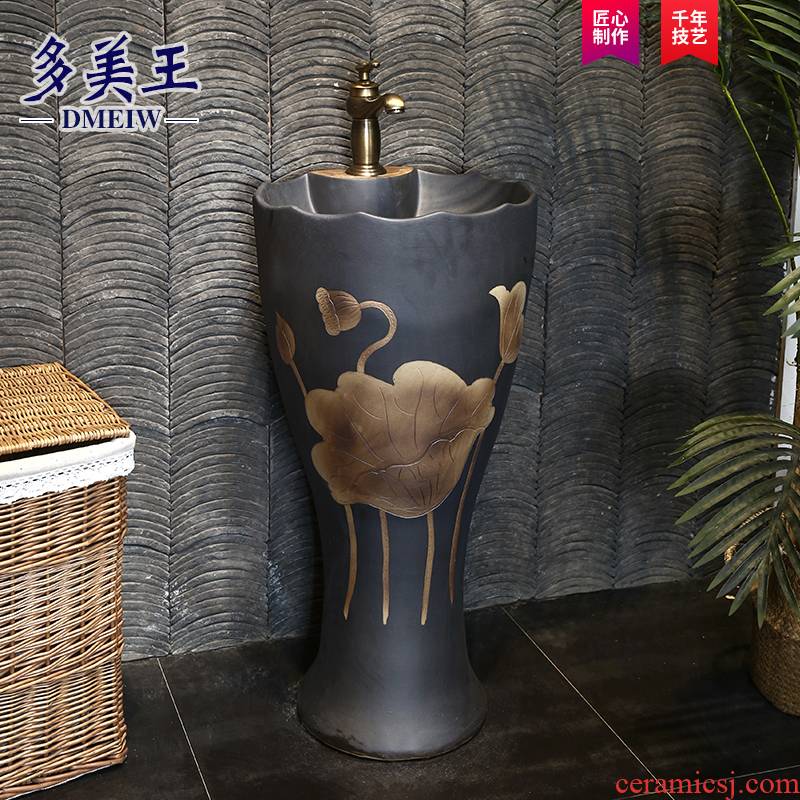 Ceramic column type lavatory Chinese style restoring ancient ways basin is suing lavabo courtyard villa is suing one column column