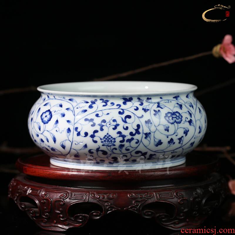 Beijing DE and auspicious jingdezhen ceramics by hand wash to kung fu tea accessories cup blue and white lotus flower tea to wash