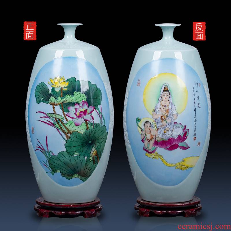 Huai embellish, jingdezhen ceramic hand - made vases, Chinese style living room decoration furnishing articles furnishing articles painting porch double - sided vase